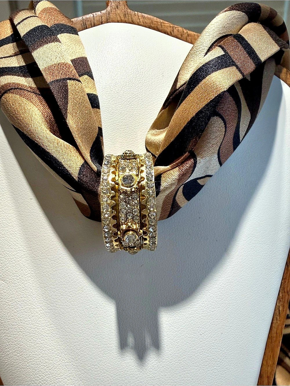 Crystal-Accented Gold-Tone Ring Like New